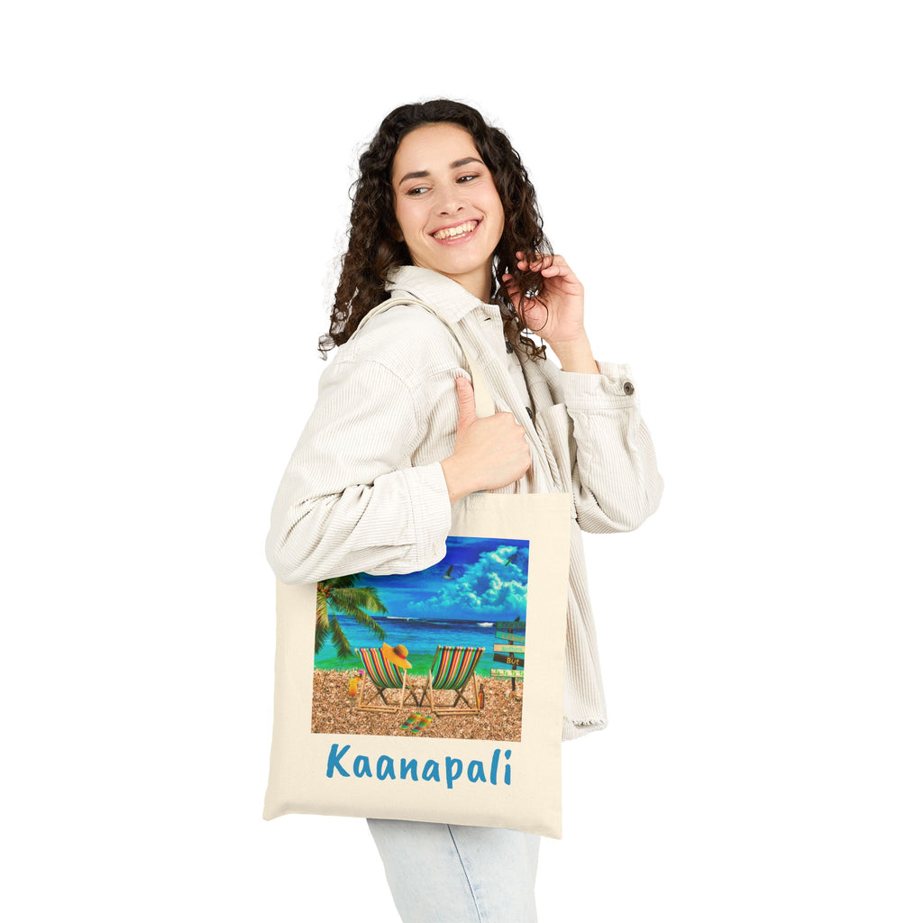 Kaanapali Maui Canvas Beach Tote, Vibrant, Colorful Beach Bag, Free Shipping