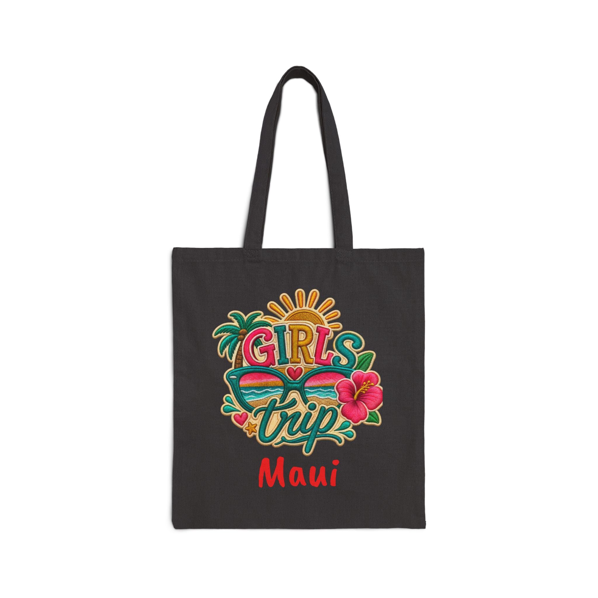 Girls Trip Maui Hawaii Cotton Canvas Tote Bag, Vivid Colors. Free Shipping