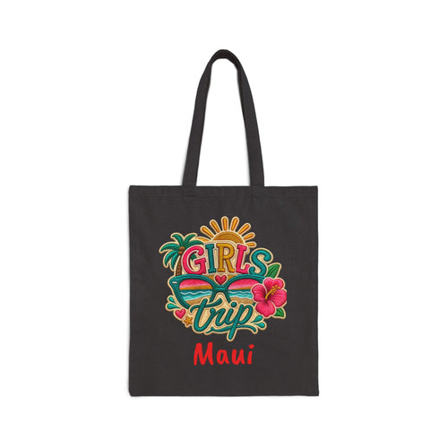 Girls Trip Maui Hawaii Cotton Canvas Tote Bag, Vivid Colors. Free Shipping