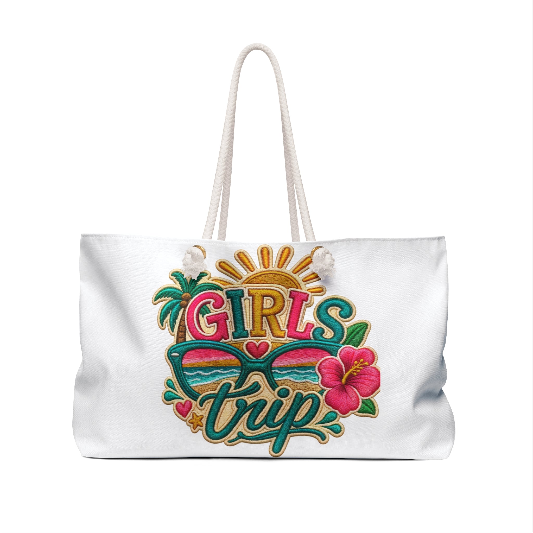 Girls Trip Weekender Bag, Girls Trip Tote, Colorful Getaway Bag. Free Shipping