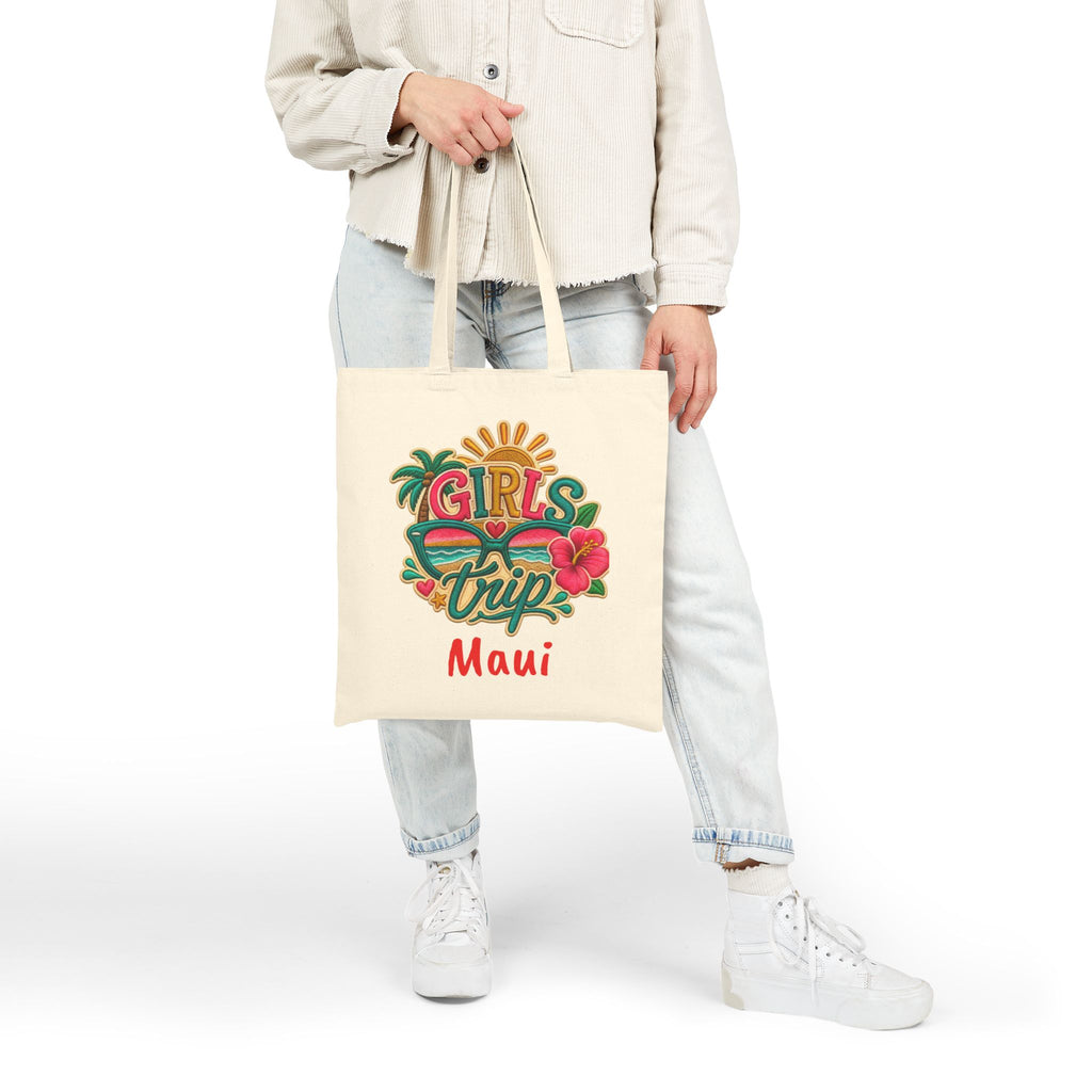 Girls Trip Maui Hawaii Cotton Canvas Tote Bag, Vivid Colors. Free Shipping