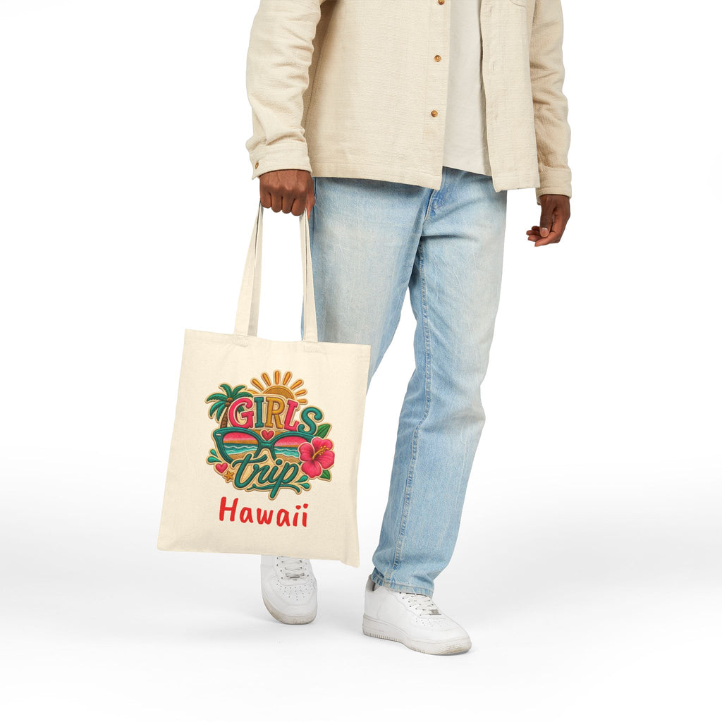 Girls Trip Hawaii Cotton Canvas Tote Bag, Vibrant Colorful Free Shipping