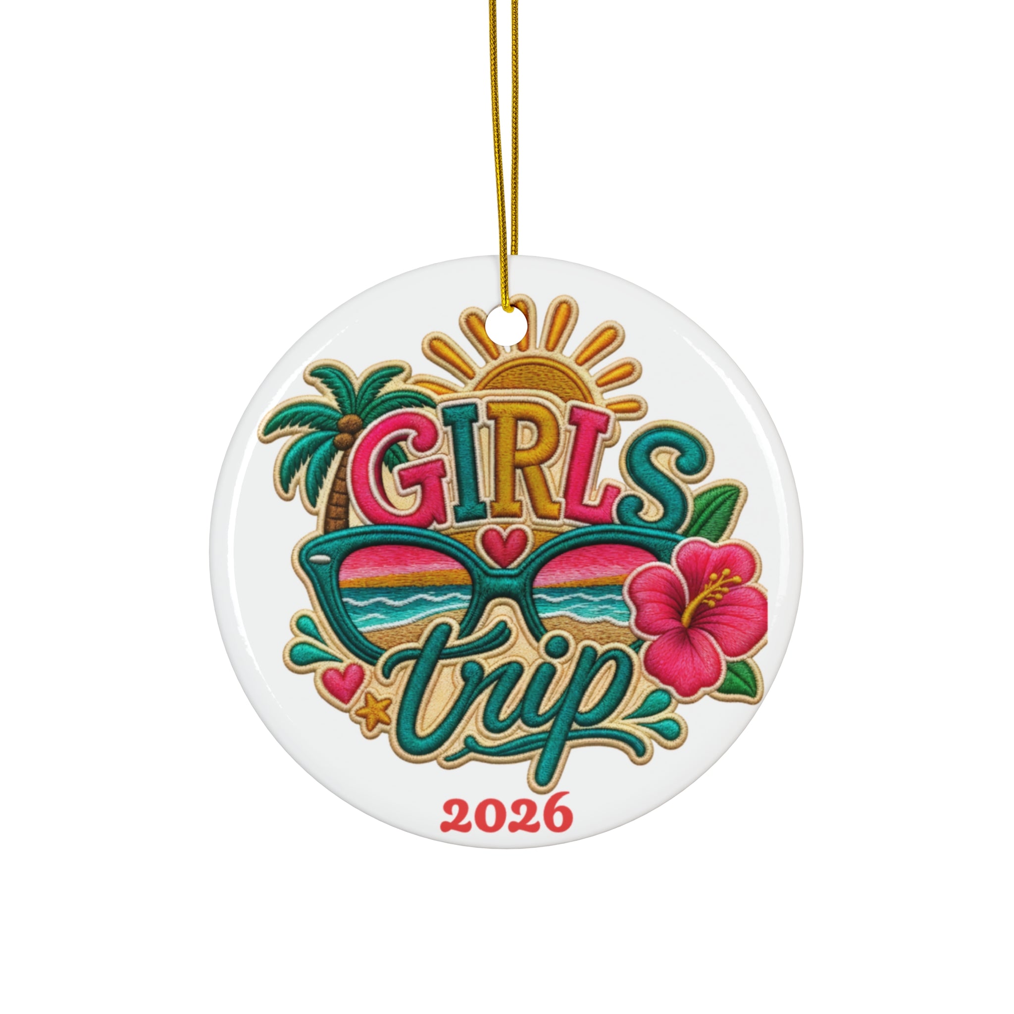 Girls Trip Christmas Ornament, Vibrant Holiday Memory, Girls Getaway Memento, Free Shipping