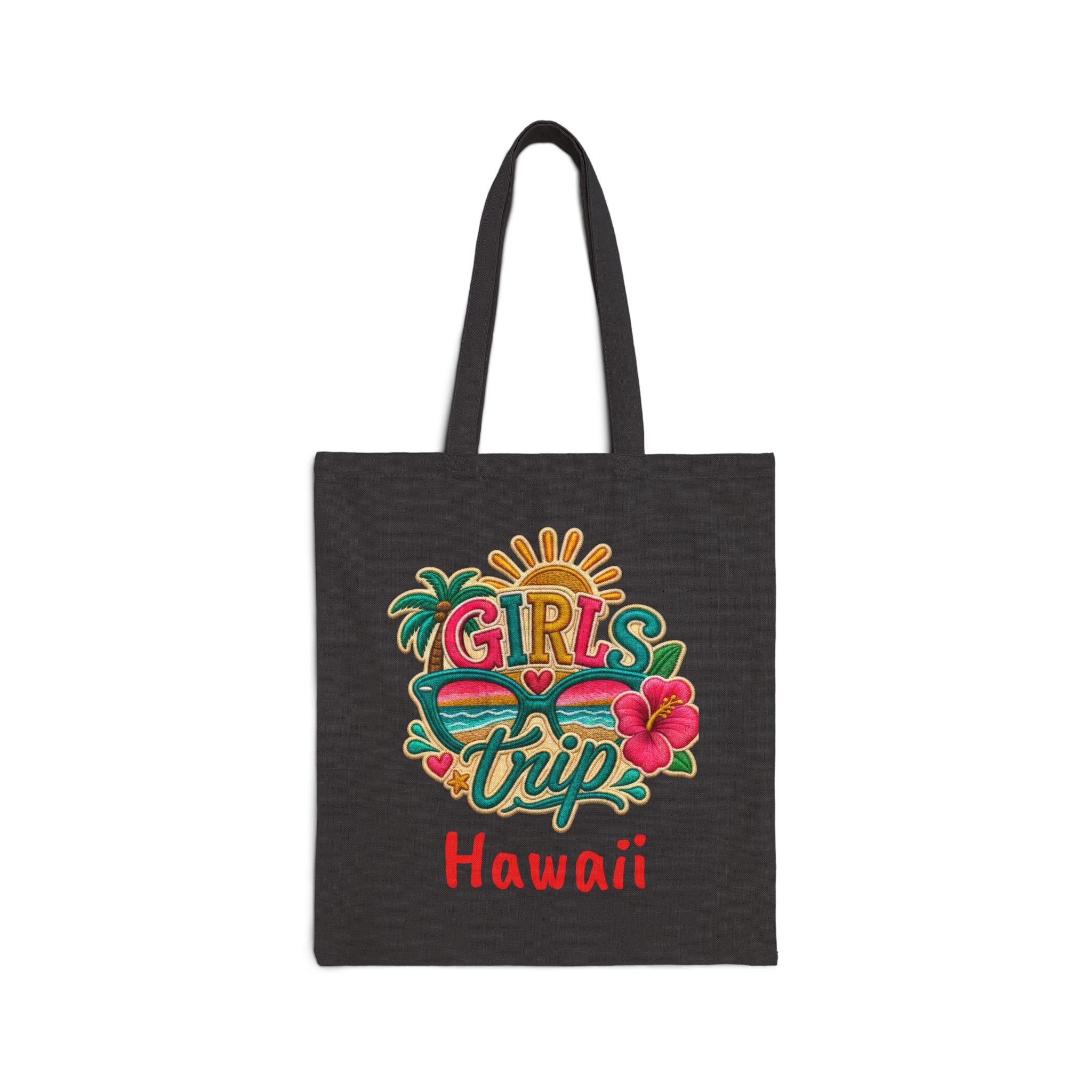 Girls Trip Hawaii Cotton Canvas Tote Bag, Vibrant Colorful Free Shipping