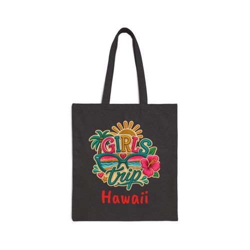 Girls Trip Hawaii Cotton Canvas Tote Bag, Vibrant Colorful Free Shipping
