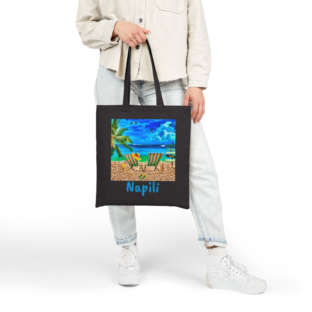 Napili Maui Canvas Beach Tote Bag, Colorful Beach Bag, Free Shipping