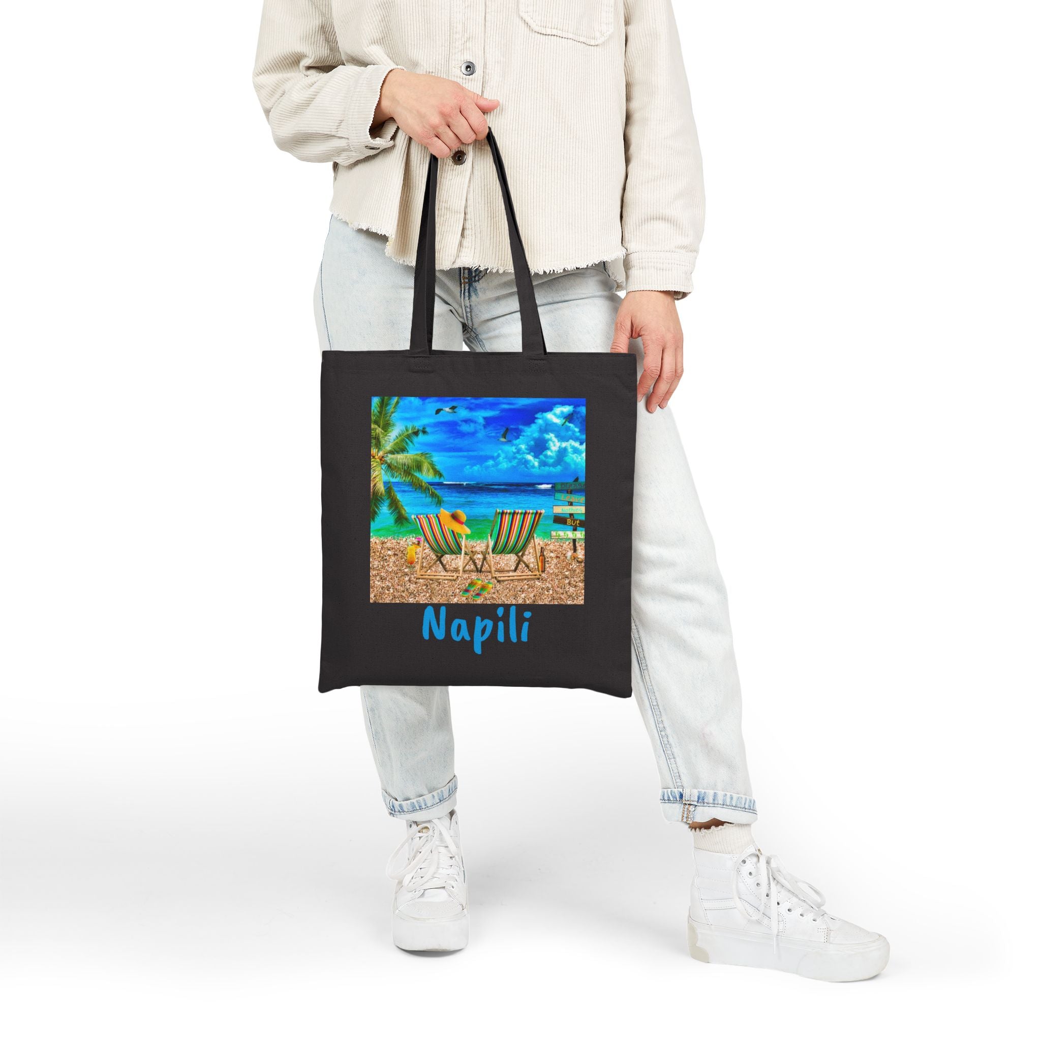Napili Maui Canvas Beach Tote Bag, Colorful Beach Bag, Free Shipping