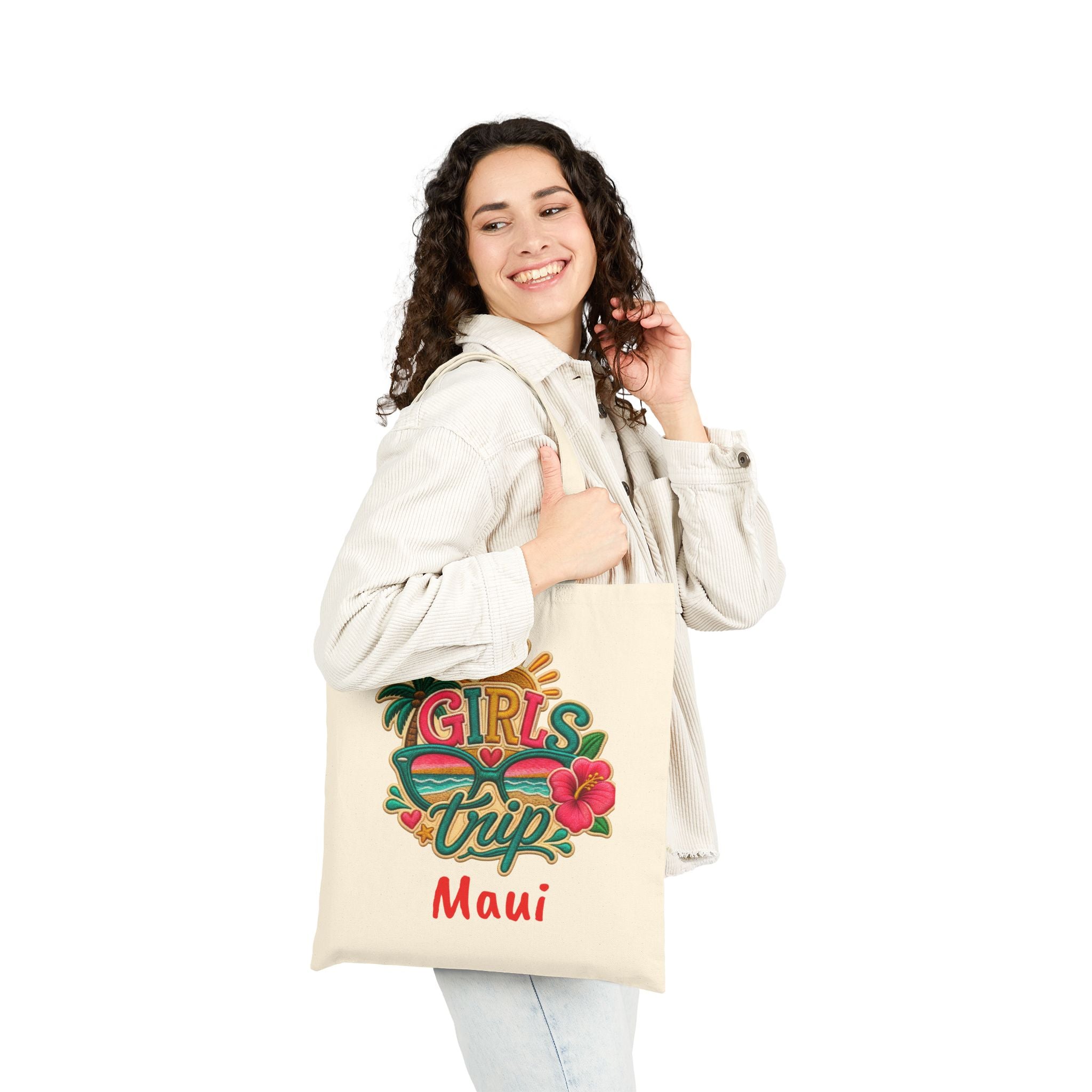 Girls Trip Maui Hawaii Cotton Canvas Tote Bag, Vivid Colors. Free Shipping