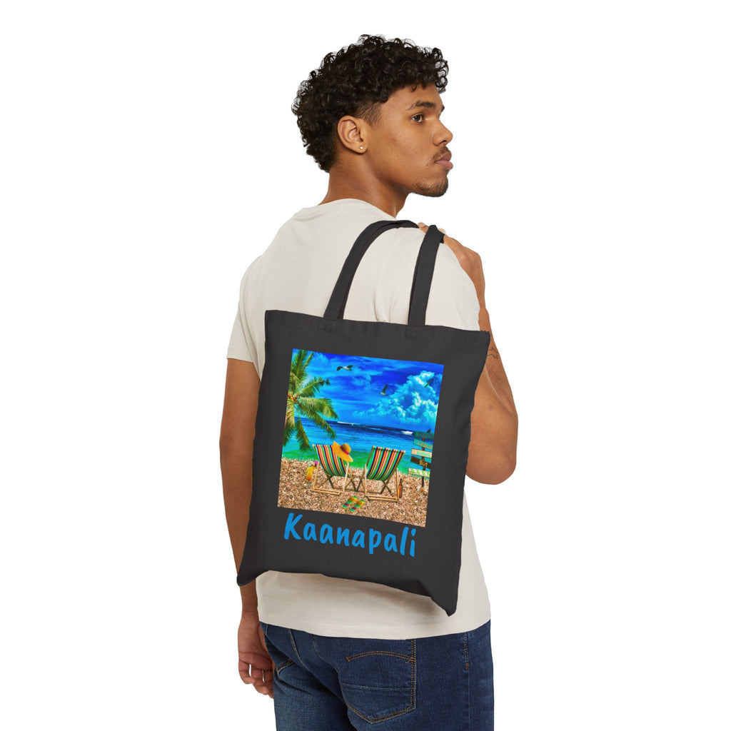 Kaanapali Maui Canvas Beach Tote, Vibrant, Colorful Beach Bag, Free Shipping