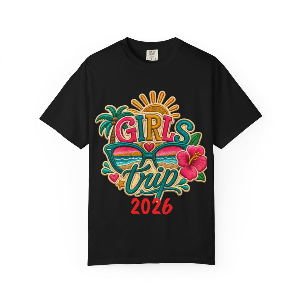 Girls Trip Unisex Garment-Dyed T-shirt, Colorful Girls Getaway Memory, Free Shipping